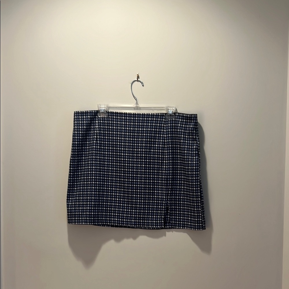 Wild Fable Navy Checkered Knit Mini Skirt